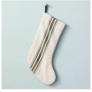 Hearth and Hand Magnolia Variegated Center Stripe Stocking Green/Cream -…